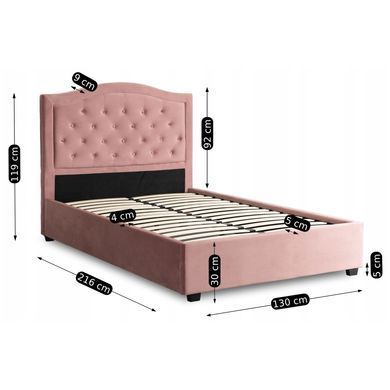 Ліжко оксамитове MEBEL ELITE APOLLO Velvet 120x200см Рожевий фотографія