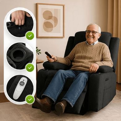 Масажне крісло MEBEL ELITE BOX Вельвет Чорний фотографія