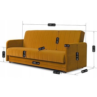 Диван раскладной MEBEL ELITE PORTO 198 см Горчица фотография