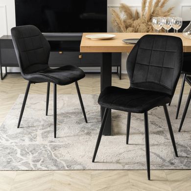 Комплект стіл MEBEL ELITE EDWIN 160(260)х90 см Дуб Золотий / Чорний +6 стільці IRYS Чорний фотографія