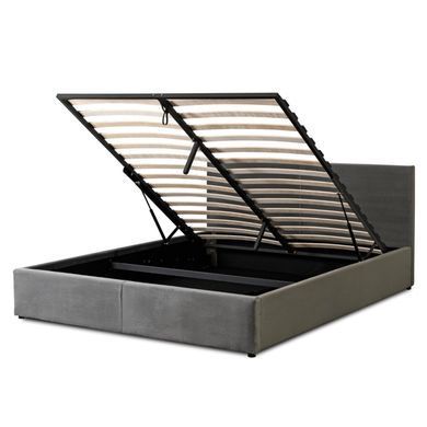 Ліжко двоспальне оксамитове MEBEL ELITE MONICA Velvet 140x200 Сірий фотографія