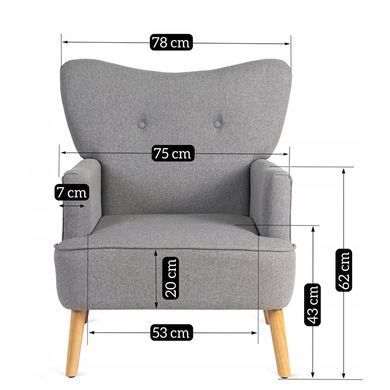 Кресло мягкое BUNNY MEBEL ELITE ткань Светло-серый фотография