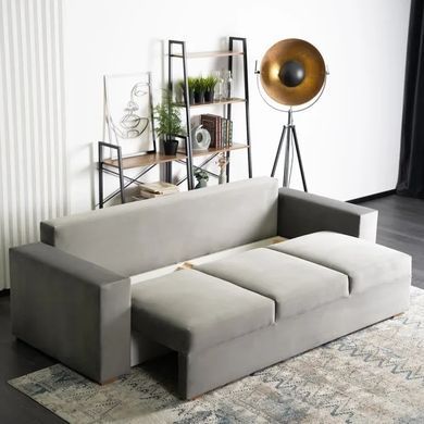 Диван 3-х місний оксамитовий MEBEL ELITE NICOLO Velvet 238 см Сірий фотографія
