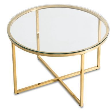 Журнальний столик FLIP MEBEL ELITE 70x70 Прозорий/золото фотографія