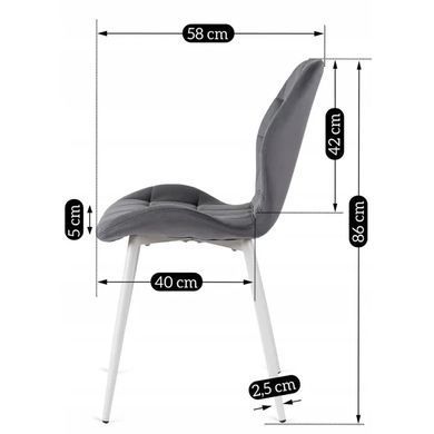 Стул бархатный MEBEL ELITE LUCKY Velvet, Серый/Белый фотография