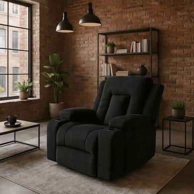 Масажне крісло MEBEL ELITE BOX Вельвет Чорний фотографія