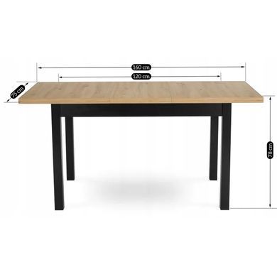 Стіл розкладний MEBEL ELITE SKUBI 120(160)х75 см Дуб рив'єра / чорний фотографія