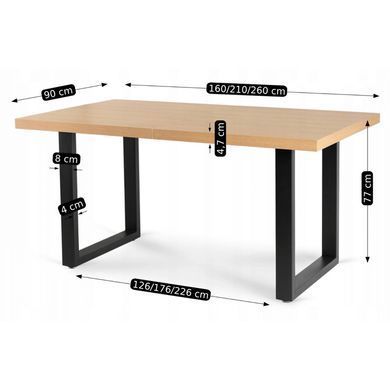 Комплект стіл MEBEL ELITE EDWIN 160(260)х90 см Дуб Золотий / Чорний +6 стільці IRYS Чорний фотографія