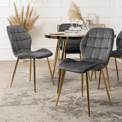 Стілець оксамитовий MEBEL ELITE LUCKY Velvet Сірий / Золотий фотографія