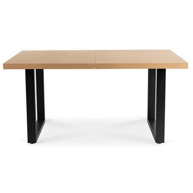 Комплект стіл MEBEL ELITE EDWIN 160(260)х90 см Дуб Золотий / Чорний +6 стільці IRYS Чорний фотографія