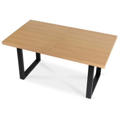 Комплект стіл MEBEL ELITE EDWIN 160(260)х90 см Дуб Золотий / Чорний +6 стільці IRYS Чорний фотографія