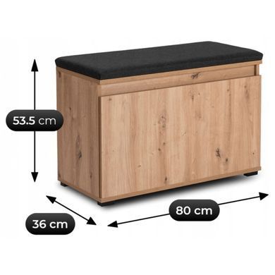 Тумба для обуви MEBEL ELITEM PRATO 80 Дуб Артизан/графит фотография