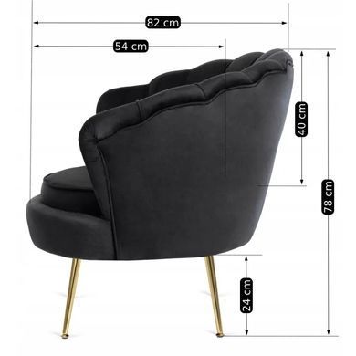 Кресло мягкое бархатное MEBEL ELITE ANGEL Velvet Черный фотография