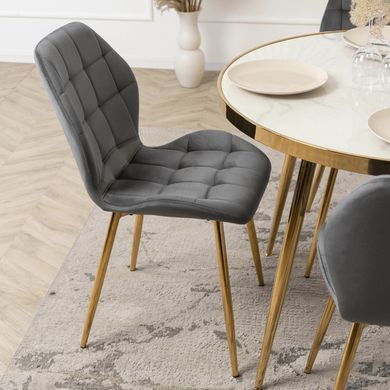 Стілець оксамитовий MEBEL ELITE LUCKY Velvet Сірий / Золотий фотографія