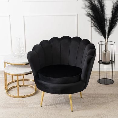 Кресло мягкое бархатное MEBEL ELITE ANGEL Velvet Черный фотография