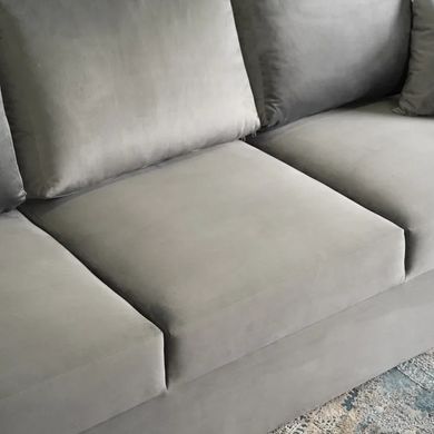 Диван 3-х місний оксамитовий MEBEL ELITE NICOLO Velvet 238 см Сірий фотографія