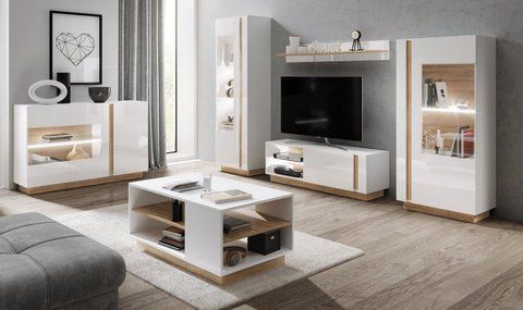 Стінка Perfect Home Арко / Arco B Білий глянець/дуб грандсон фотографія