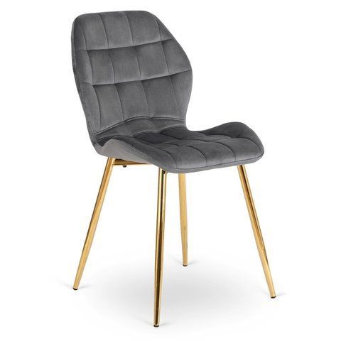 Стул бархатный MEBEL ELITE LUCKY Velvet Серый / Золотой фотография