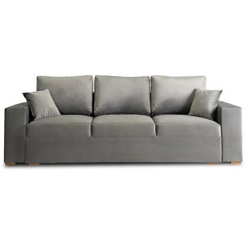 Диван 3-х местный бархатный MEBEL ELITE NICOLO Velvet 238 см Серый фотография