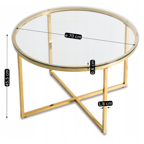 Журнальний столик FLIP MEBEL ELITE 70x70 Прозорий/золото фотографія
