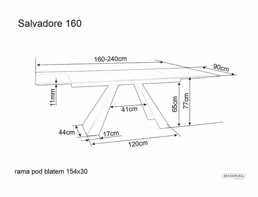 Стол Раскладной SALVADORE CERAMIC 160(240)X90 Signal Серый Мрамор фотография