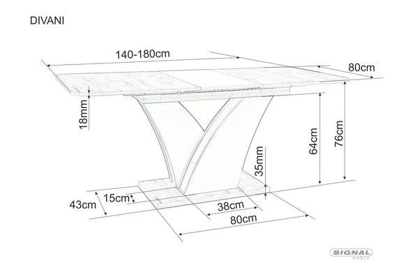 Стіл Розкладний DIVANI Signal 140(180)X80 Дуб Вотан / Антрацит фотографія