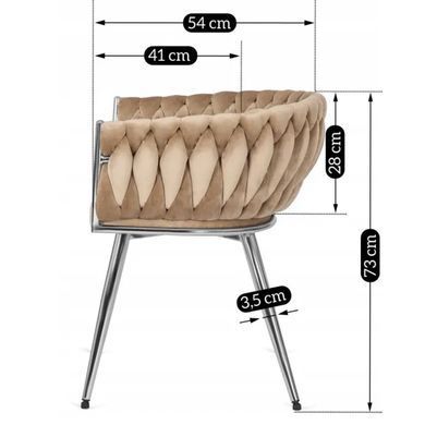 Стілець оксамитовий MEBEL ELITE SIENA Velvet Бежевий / хром фотографія
