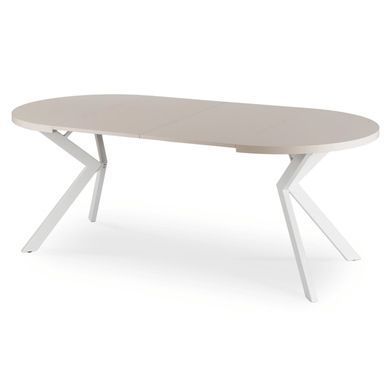Стіл розкладний круглий MEBEL ELITE LUKAS 100(250)х100 см Кашемір/білий фотографія
