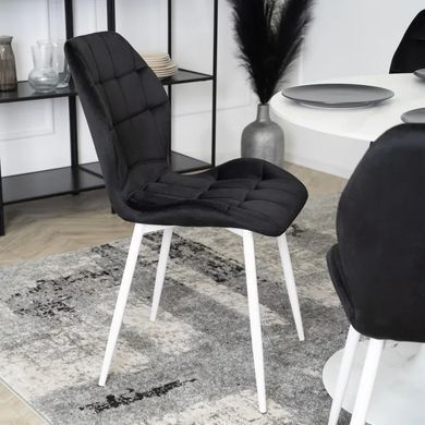 Стілець оксамитовий MEBEL ELITE LUCKY Velvet, Чорний / Білий фотографія