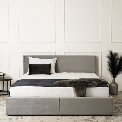 Ліжко двоспальне оксамитове MEBEL ELITE MONICA Velvet 160x200 Сірий фотографія