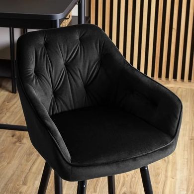 Барний стілець оксамитовий MEBEL ELITE SALEM Velvet чорний / чорний фотографія