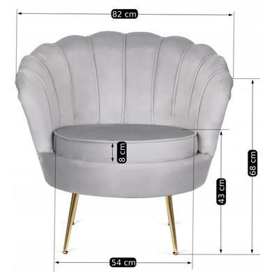 Крісло м'яке оксамитове MEBEL ELITE ANGEL Velvet Сірий фотографія