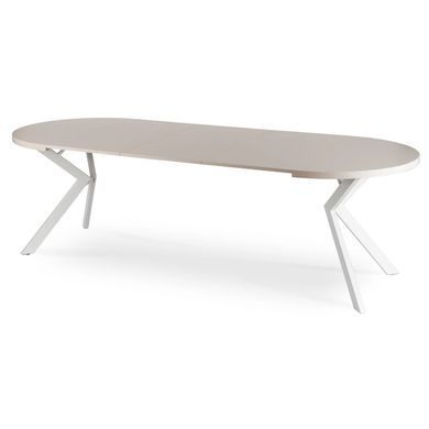 Стіл розкладний круглий MEBEL ELITE LUKAS 100(250)х100 см Кашемір/білий фотографія
