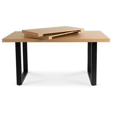 Комплект стіл MEBEL ELITE EDWIN 160(260)х90 см Дуб Золотий / Чорний +8 стільці IRYS Чорний фотографія