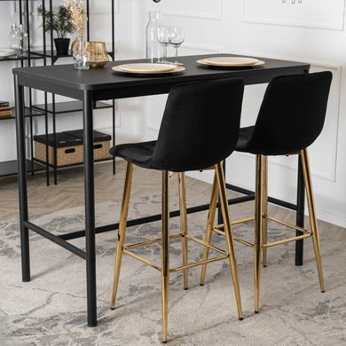 Барный стул бархатный MEBEL ELITE ARIEL Velvet Черный / Золотой фотография