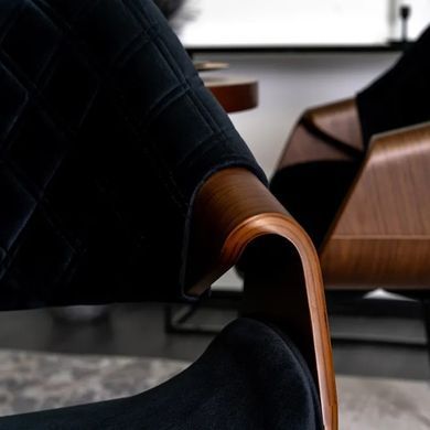 Стілець оксамитовий MEBEL ELITE DAKOTA Velvet чорний / горіховий фотографія