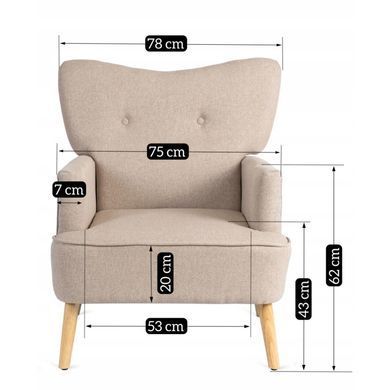 Крісло м'яке BUNNY MEBEL ELITE тканина Беж фотографія
