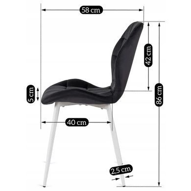 Стілець оксамитовий MEBEL ELITE LUCKY Velvet, Чорний / Білий фотографія
