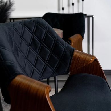 Стілець оксамитовий MEBEL ELITE DAKOTA Velvet чорний / горіховий фотографія