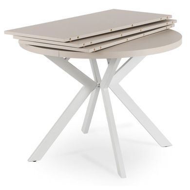 Стіл розкладний круглий MEBEL ELITE LUKAS 100(250)х100 см Кашемір/білий фотографія