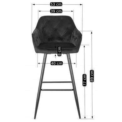 Барний стілець оксамитовий MEBEL ELITE SALEM Velvet чорний / чорний фотографія