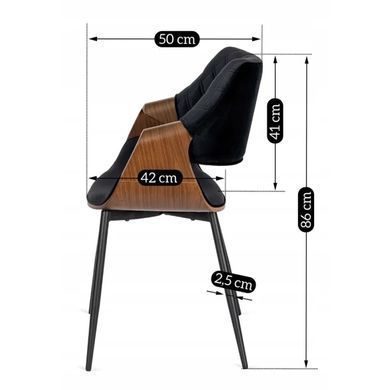 Стілець оксамитовий MEBEL ELITE DAKOTA Velvet чорний / горіховий фотографія