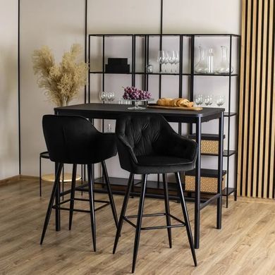 Барний стілець оксамитовий MEBEL ELITE SALEM Velvet чорний / чорний фотографія