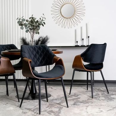 Стілець оксамитовий MEBEL ELITE DAKOTA Velvet чорний / горіховий фотографія