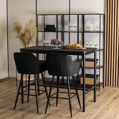Барний стілець оксамитовий MEBEL ELITE SALEM Velvet чорний / чорний фотографія