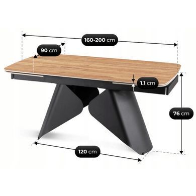 Стіл розкладний MEBEL ELITE VERONA 160(240)х90 см Дуб золотий /чорний фотографія