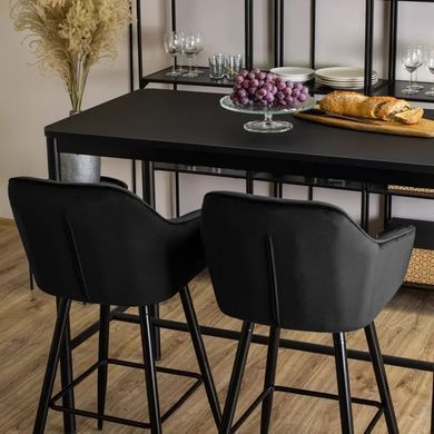 Барний стілець оксамитовий MEBEL ELITE SALEM Velvet чорний / чорний фотографія