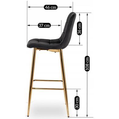 Барный стул бархатный MEBEL ELITE ARIEL Velvet Черный / Золотой фотография