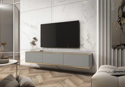 Тумба під телевізор навісна Perfect Home Оро / Oro 3-дверна RTV175 Сірий фотографія