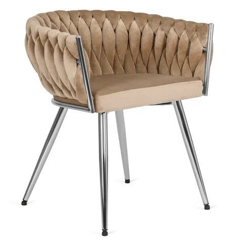 Стул бархатный MEBEL ELITE SIENA Velvet Бежевый / хром фотография